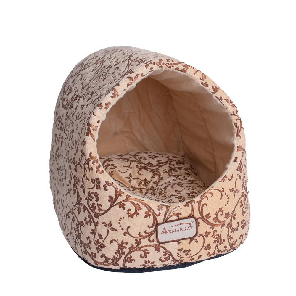 The "Posh" Cat Bed- Beige Floral Pattern