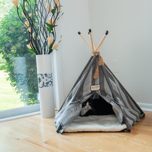 The "Teepee 2" Cat Bed with Striped Pattern