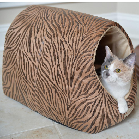 The "Brown Tiger" Cat Bed - Bronze & Beige