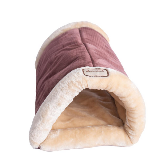 Foldable Cat Bed/Cat Cave-Indian Red & Beige